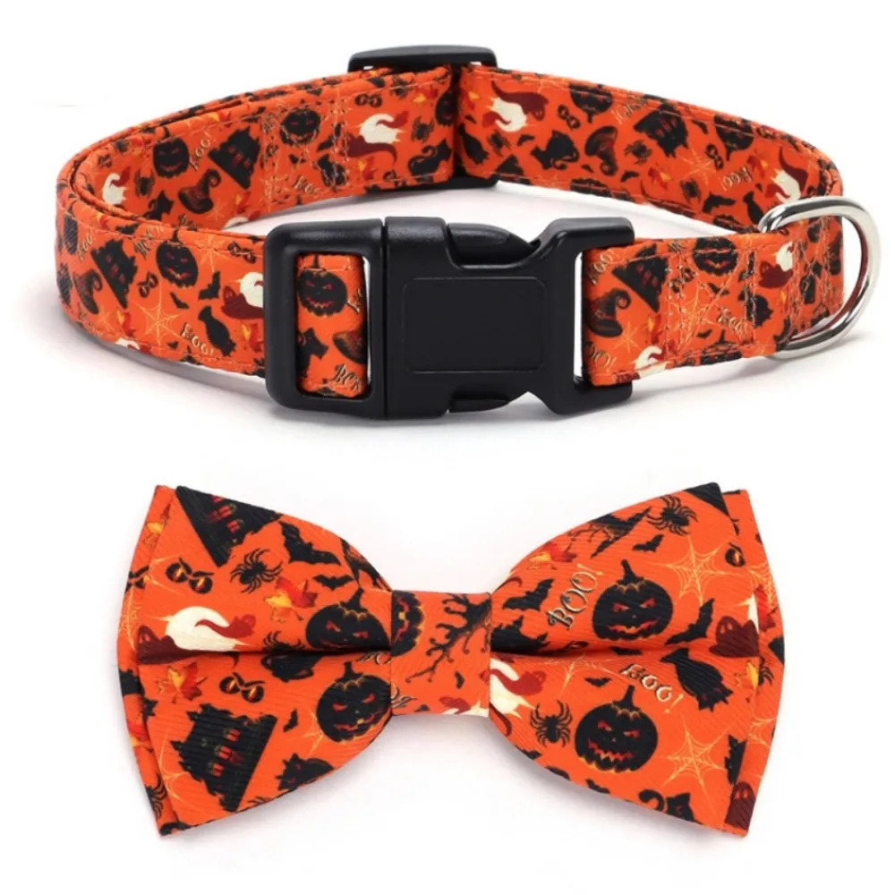 Downypaws - Collier pour chien d'halloween avec motifs de citrouille, fantôme et chauve - souris taille l : 2,5*60cm couleur orange Sale