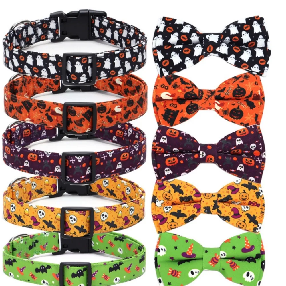 Downypaws - Collier pour chien d'halloween avec motifs de citrouille, fantôme et chauve - souris taille l : 2,5*60cm couleur orange Sale