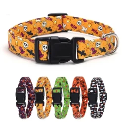 Downypaws Colliers, Laisses Et Vêtements | - Collier pour chien d'halloween avec motifs de citrouille, fantôme et chauve - souris taille m : 2,0*50cm jaune
