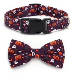 Downypaws Colliers, Laisses Et Vêtements | - Collier pour chien d'halloween avec motifs de citrouille, fantôme et chauve - souris taille m : 2,0*50cm violet