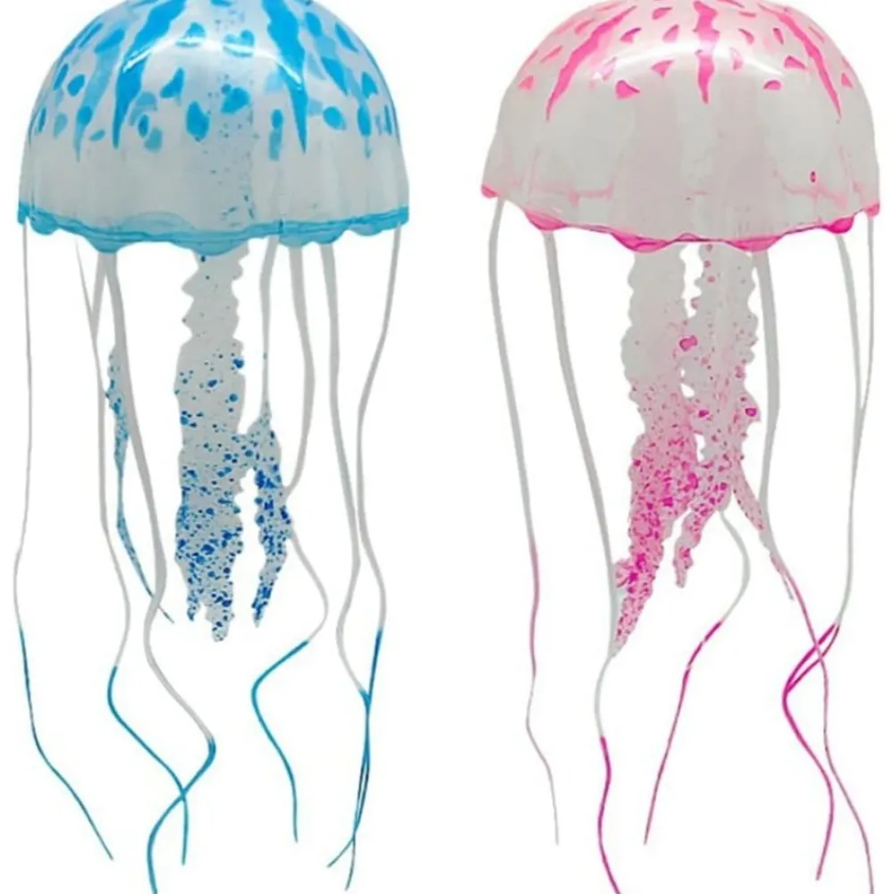 Downypaws Plantes Et Décoration | - Décoration d'aquarium-méduses décoratives pour aquarium-5 x 15 cm, rose et bleu