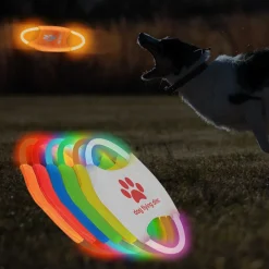 Downypaws - Discovolant lumineux rechargeable avec led pour chien feu bleu Sale