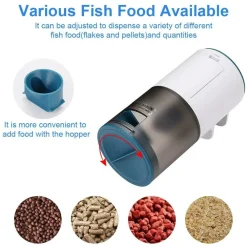 Downypaws - Distributeur automatique de nourriture pour poissons de précision intelligente pour aquarium, petite alimentation