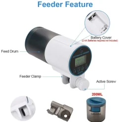 Downypaws - Distributeur automatique de nourriture pour poissons de précision intelligente pour aquarium, petite alimentation