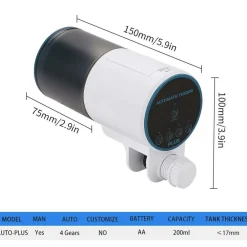 Downypaws - Distributeur automatique de nourriture pour poissons de précision intelligente pour aquarium, petite alimentation