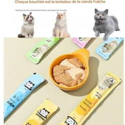 Downypaws - Friandises pour chats, saveur de saumon 20 paquets*14g, riches en oméga 3 et 6, avec taurine et vitamine e Hot