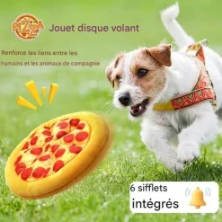 Downypaws Jouets | - Frisbee pour chien-matière pelucheuse jouets interactifs- en forme de pizza-23.5cm