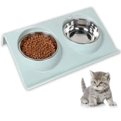 Downypaws - Gamelle double incliné pour animaux 37.5*25*7.5cm-bleu gamelle pour chat Discount