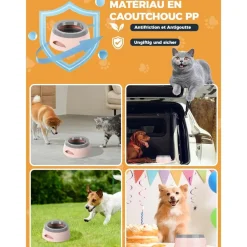 Downypaws - Gamelle pour chien-gamelle d'eau anti-débordement-en voiture-rose-15.3x18.9x8cm Best