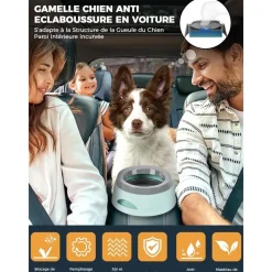 Downypaws Gamelles Et Autres Accessoires | - Gamelle pour chien-gamelle d'eau anti-débordement-en voiture-bleu-15.3x18.9x8cm