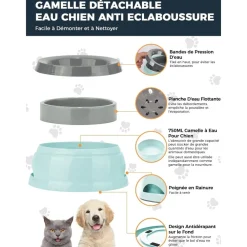 Downypaws Gamelles Et Autres Accessoires | - Gamelle pour chien-gamelle d'eau anti-débordement-en voiture-bleu-15.3x18.9x8cm