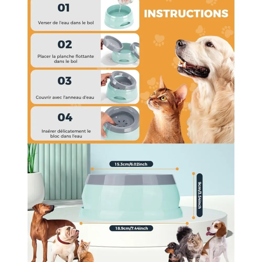 Downypaws Gamelles Et Autres Accessoires | - Gamelle pour chien-gamelle d'eau anti-débordement-en voiture-bleu-15.3x18.9x8cm