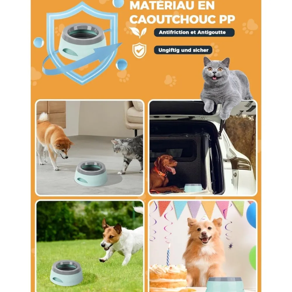 Downypaws Gamelles Et Autres Accessoires | - Gamelle pour chien-gamelle d'eau anti-débordement-en voiture-bleu-15.3x18.9x8cm