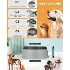 Downypaws Gamelles Et Autres Accessoires | - Gamelle pour chien-gamelle d'eau anti-débordement-en voiture-gris-15.3x18.9x8cm