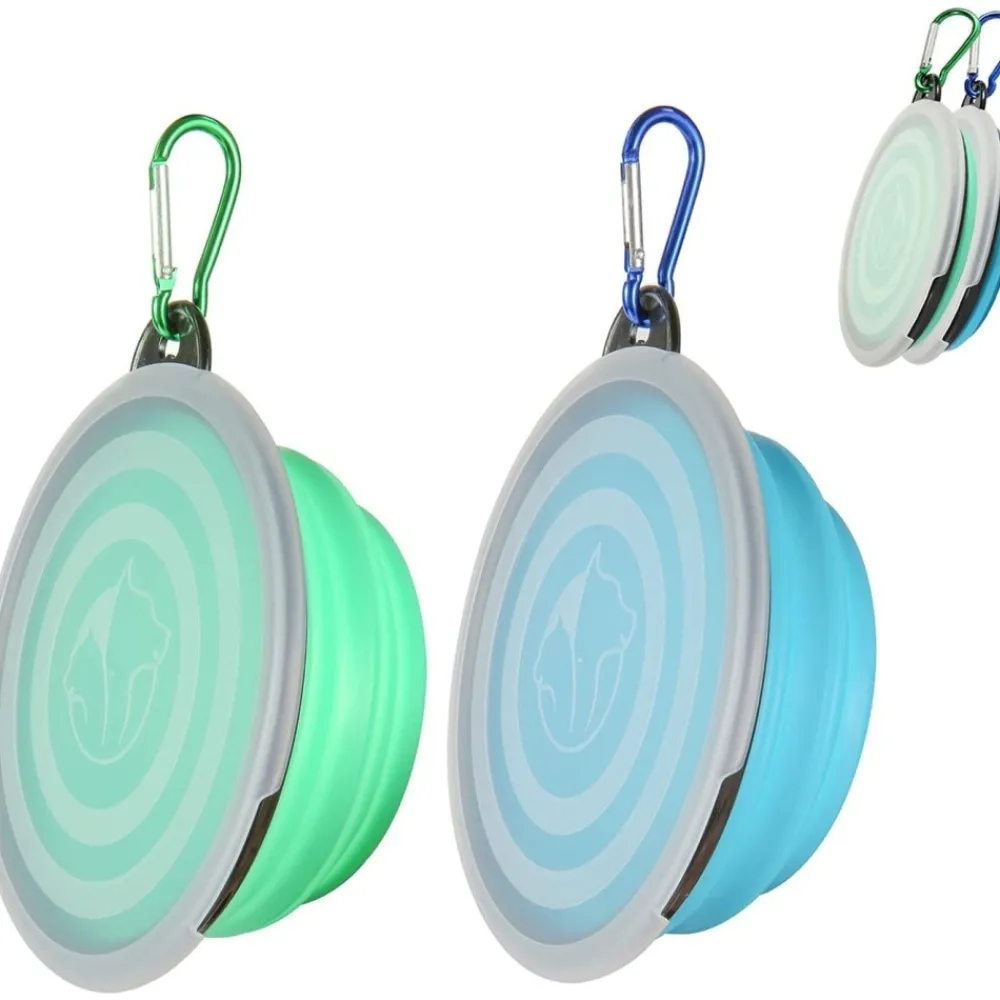 Downypaws Gamelles Et Autres Accessoires | - Gamelles pliables pour chiens et chats-bleu clair + vert clair - bol 350ml + boucle + couvercle
