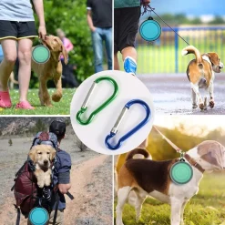 Downypaws Gamelles Et Autres Accessoires | - Gamelles pliables pour chiens et chats-bleu clair + vert clair - bol 350ml + boucle + couvercle