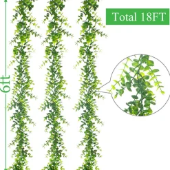 Downypaws - Guirlande de lierre artificiel d'eucalyptus blanc vert, 3 pièces, 1,8 m Outlet