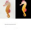 Downypaws - Hippocampe en silicone lumineux simulé pour la décoration d'aquarium avec ventouse orange*2