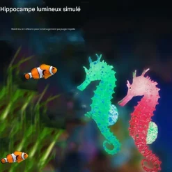 Downypaws Plantes Et Décoration | - Hippocampe en silicone lumineux simulé pour la décoration d'aquarium avec ventouse vert*2