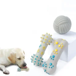 Downypaws - Jouets à mâcher pour chiens 3 articles-anneau d'épines, haltère + os + boule de tonnerre New