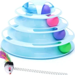 Downypaws - Jouets pour chats-jouets interactifs-avec balles colorées-boule et souris-bleu 3 couches Hot