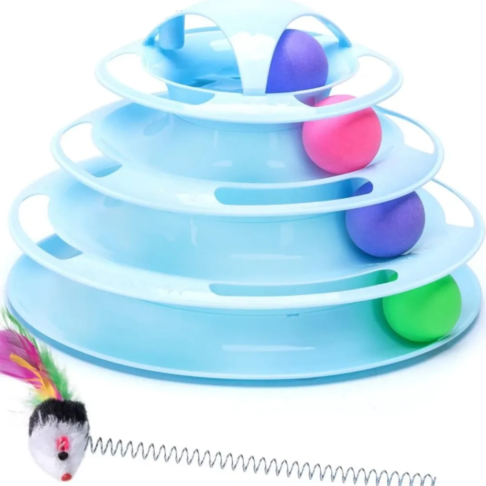 Downypaws - Jouets pour chats-jouets interactifs-avec balles colorées-boule et souris-bleu 3 couches Hot