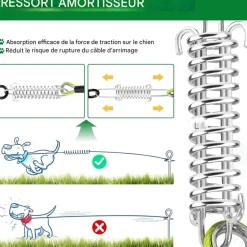 Downypaws Colliers, Laisses Et Vêtements | - Laisse pour chien- boucle à double tête + ressort antidéflagrant - 8 m x 5 mm-fil d'acier étanche