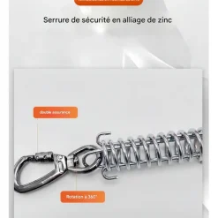 Downypaws Colliers, Laisses Et Vêtements | - Laisse pour chien- boucle à double tête + ressort antidéflagrant - 8 m x 5 mm-fil d'acier étanche