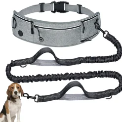Downypaws Colliers, Laisses Et Vêtements | - Laisse pour chien mains libres-courant - gris-avec sac de rangement