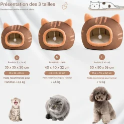 Downypaws - Lit pour chat-panier pour chat -forme de tête de chat-café 40*40*32cm Outlet