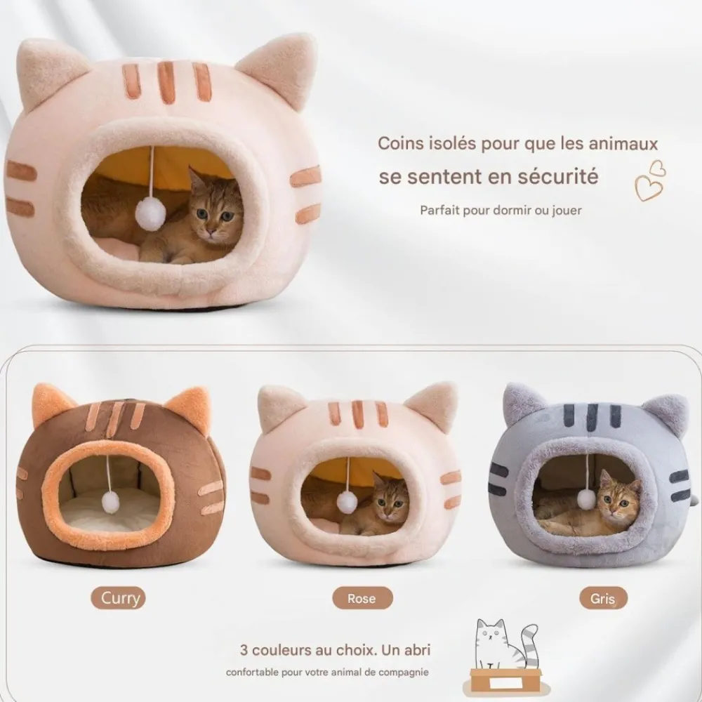 Downypaws - Lit pour chat-panier pour chat -forme de tête de chat-rose 40*40*32cm Outlet