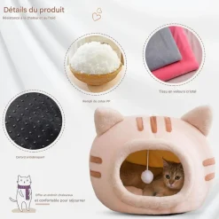 Downypaws - Lit pour chat-panier pour chat -forme de tête de chat-rose 40*40*32cm Outlet