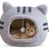 Downypaws - Lit pour chat-panier pour chat -forme de tête de chat-gris 40*40*32cm Discount