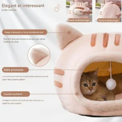 Downypaws - Lit pour chat-panier pour chat -forme de tête de chat-gris 40*40*32cm Discount