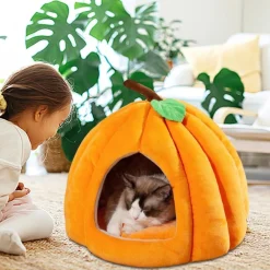 Downypaws - Lit pour chat-panier pour chat couleur orange-m-47*47*42cm