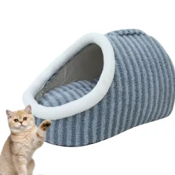 Downypaws - Lit pour chat à rayures bleues- détachable et portable 55 x 40 x 30 cm Clearance