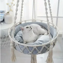 Downypaws - Lit Suspendu Pour Chat, Panier Hamac En Corde Tissée Sale