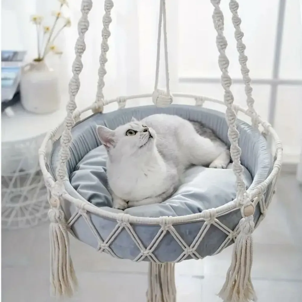 Downypaws - Lit Suspendu Pour Chat, Panier Hamac En Corde Tissée Sale