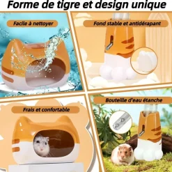 Downypaws - Lot accessoires hamster - abreuvoir céramique, mangeoire, cachette Outlet