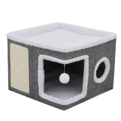 Downypaws - Maison Pour Chat De Luxe, Plusieurs Niveaux, Lits 2 Niveaux, Tunnel, Corde Et Tapis Online