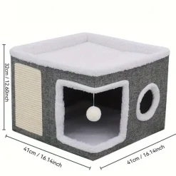 Downypaws - Maison Pour Chat De Luxe, Plusieurs Niveaux, Lits 2 Niveaux, Tunnel, Corde Et Tapis Online