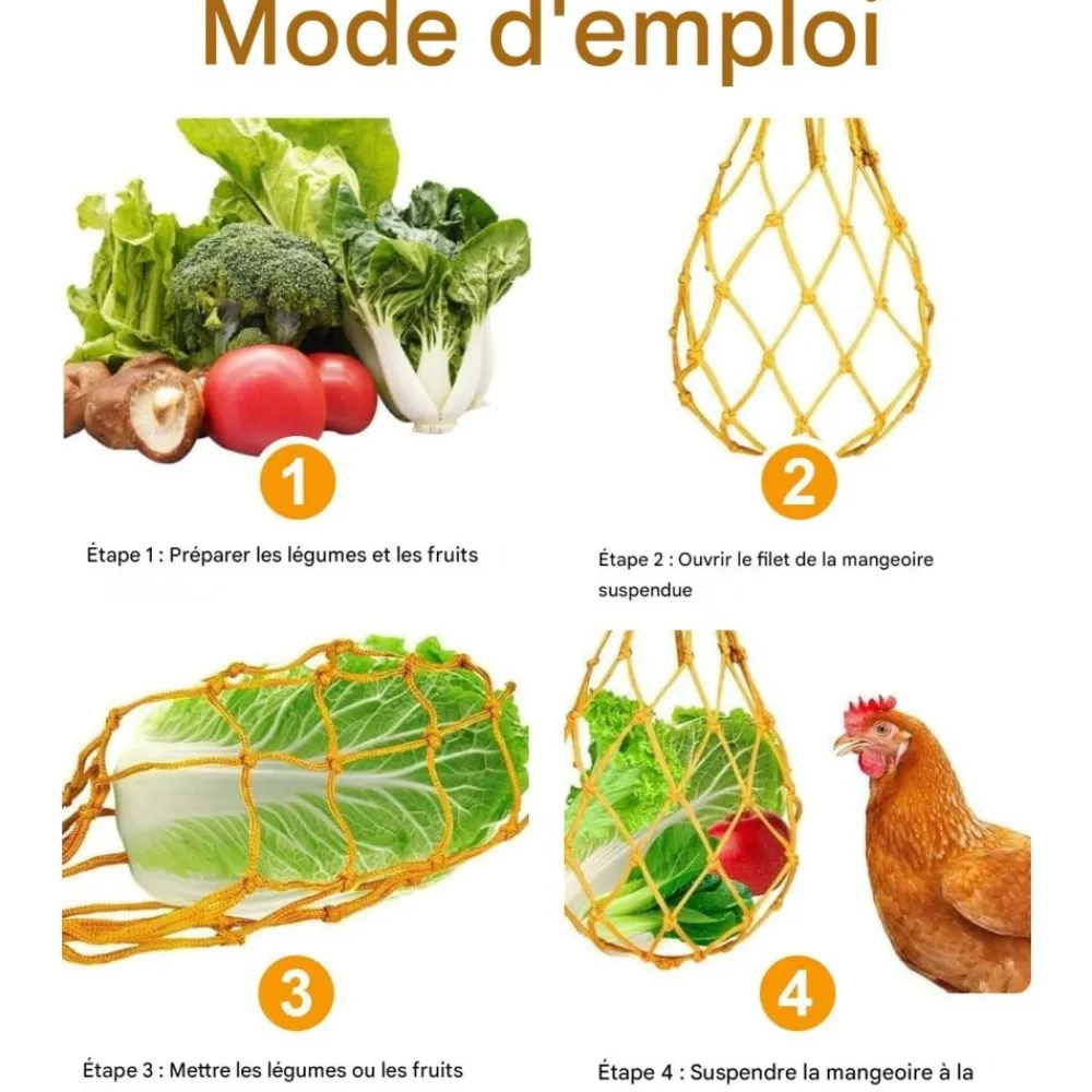 Downypaws - Mangeoire fruits légumes poulet lot 3 60cm Hot