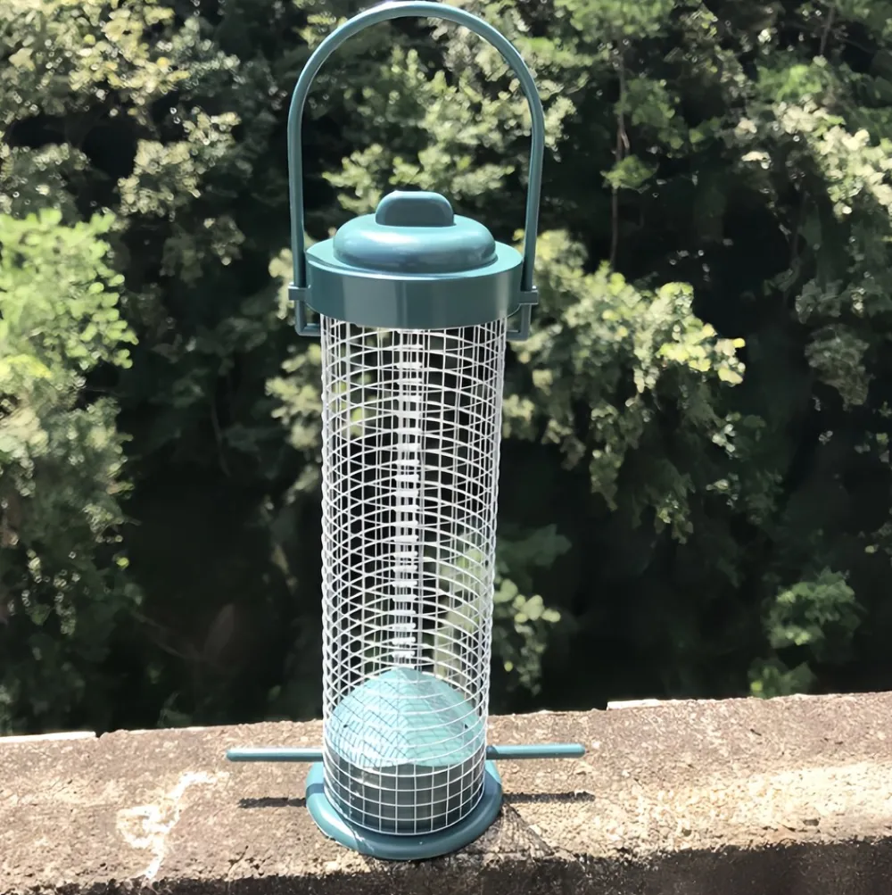 Downypaws - Mangeoire à oiseaux suspendue en fer forgé vert pour extérieur