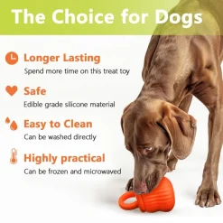 Downypaws - Mangeur lent de chien en silicone médical certifié fda orange New
