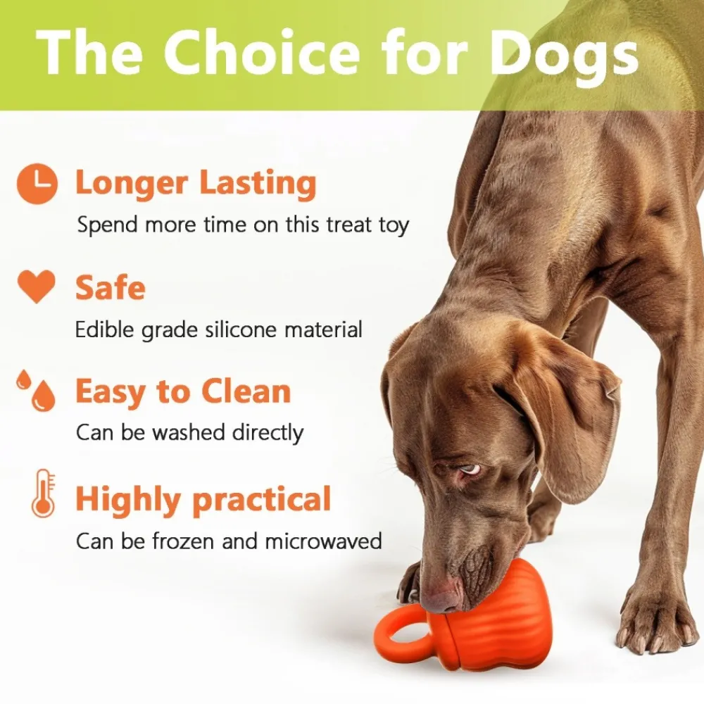 Downypaws - Mangeur lent de chien en silicone médical certifié fda orange New