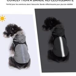 Downypaws Colliers, Laisses Et Vêtements | - Manteau pour chiens-avec harnais-réfléchissant imperméable-gris taille 2xl