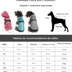 Downypaws Colliers, Laisses Et Vêtements | - Manteau pour chiens-avec harnais-réfléchissant imperméable-gris taille 2xl