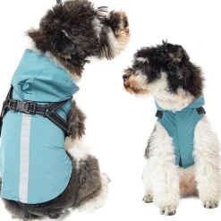 Downypaws Colliers, Laisses Et Vêtements | - Manteau pour chiens-avec harnais-réfléchissant imperméable-vert taille s