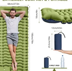Downypaws - Matelas gonflable pliable pour extérieur: résistant à l'eau et aux rayures facile à transporter et gonflable à pied Online