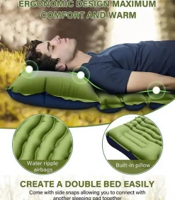 Downypaws - Matelas gonflable pliable pour extérieur: résistant à l'eau et aux rayures facile à transporter et gonflable à pied Online